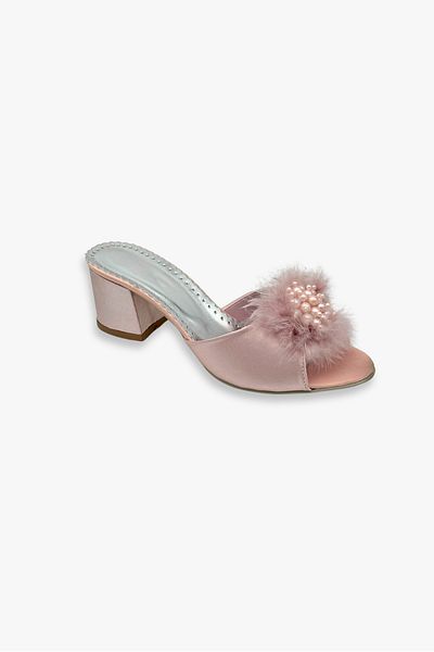 Lunoche Nightwear Women's Stylish Daily House Slippers with Feathers and Stones Dowry Slippers Ornate Birth Guest Bride Slippers