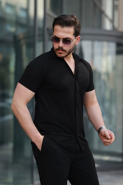 Kokosh moda Мъжка риза с къс ръкав от плетен памук