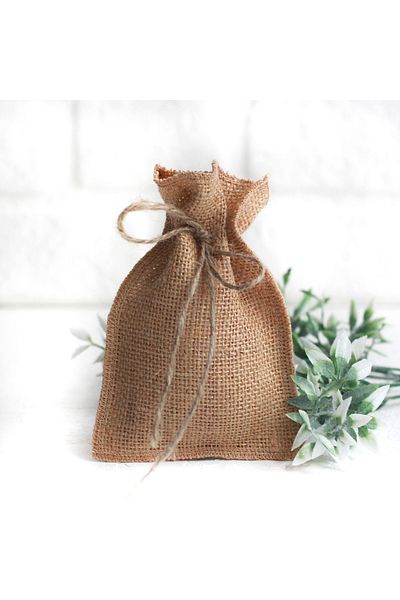 Bimotif Jute Pouch with Jute String, with Overlock, 10X15 cm 5 Pcs
