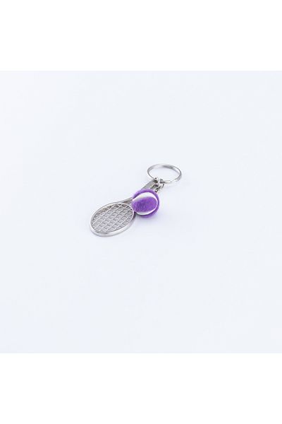 Bimotif Metal Racket and Tennis Ball Keychain Purple