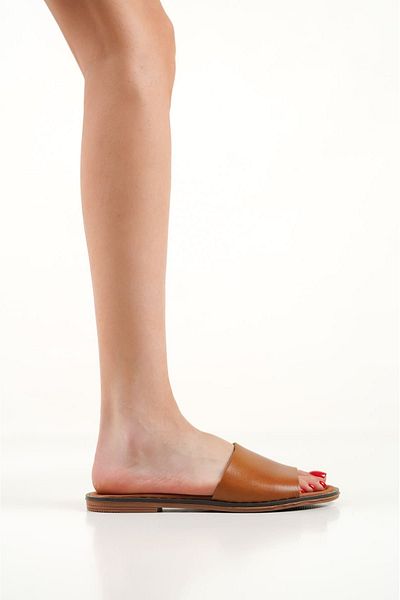 EMOYRA Louise Tan Women's Genuine Leather Slippers
