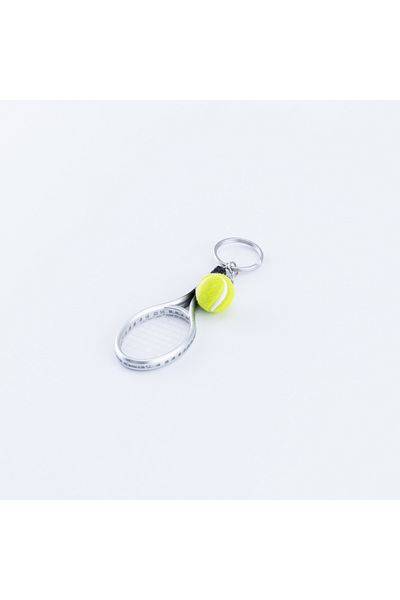 Bimotif Gray Racket and Tennis Ball Keychain