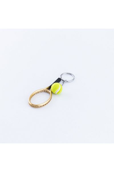 Bimotif Yellow Racket and Tennis Ball Keychain