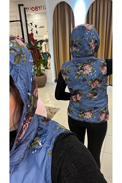 SUNAYBUTİK MAVİ ÇİFT TARAFLI KAZ TÜYÜ YELEK-Mavi - 3XL