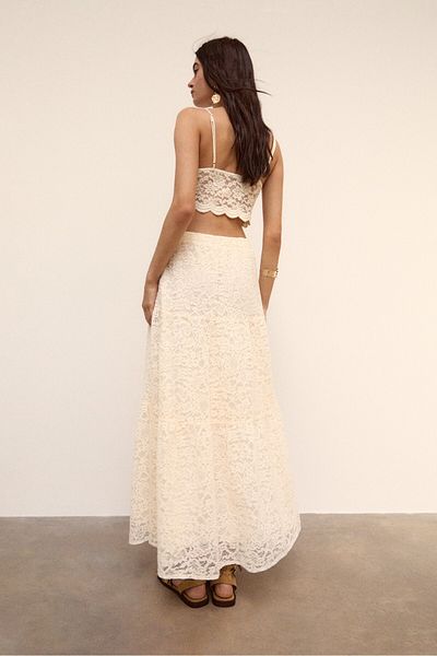 Stradivarius Flowing lace midi skirt