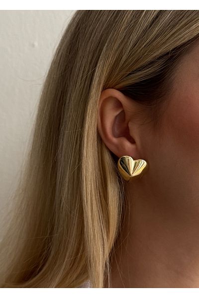 KİLİGİSTANBUL Heart Gold Color Xuping Earrings 2 cm