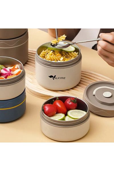 valkyrie 2 Compartment Stainless Steel Thermal Insulated Lunch Box Set with Bag 304 Steel 420ml 550ml