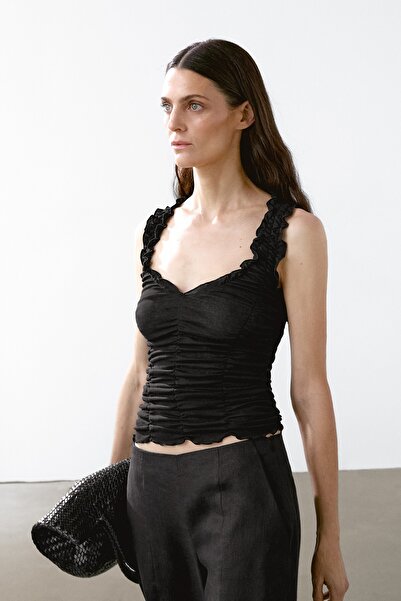 Massimo Dutti Buruşuk görünümlü pamuklu top