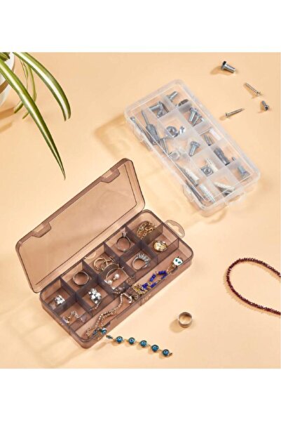Flora 12 Bölmeli Kapaklı Takı Toka Organizeri, Yüzük Kolye Küpe Makyaj Vida İlaç Düzenleyici Kutu 2 Adet