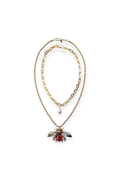 CHARMLUCKY Steel Bee 2-Piece Necklace