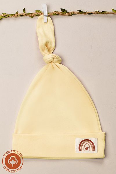 Miniel Unisex Baby Crest Detailed Laced Combed Organic Cotton Newborn Baby Beanie