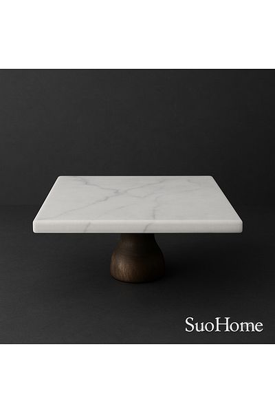 SuoHome Luna Base Marble Rectangular Presentation Stand Natural (25X25 cm)