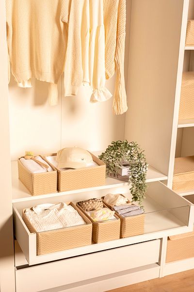 Serstil 6-Piece Drawer Organizer Set - Multi-Purpose Cabinet Box Set - Beige Martı