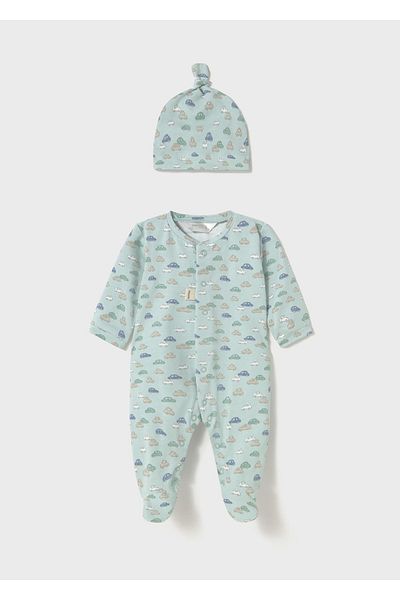 MAYORAL Baby Boy Printed Hat Jumpsuit Mint 1706