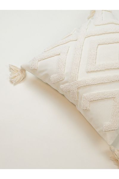 Galia Tasarım Față de Pernă Albă Scandinavă Dungată 42*42 Cm