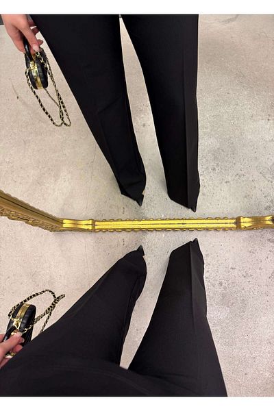 missswans Wide Leg Trousers with Flat Front Black