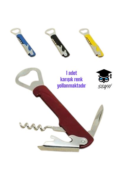 SEYFİKİRTASİYE Multi-Purpose and Convenient Metal Corkscrew - Opener 4 Functions