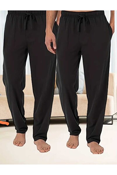 JustBS Ανδρικό σετ 2 τεμαχίων μαύρο αθλητικό παντελόνι κανονικής εφαρμογής