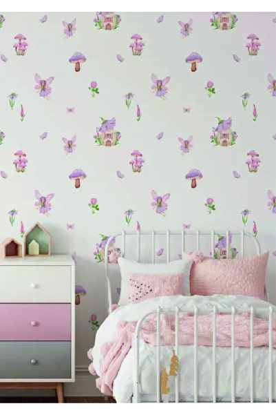 WALLHUMAN Lila Peri Bahçesi Çocuk Odası Duvar Stickeri