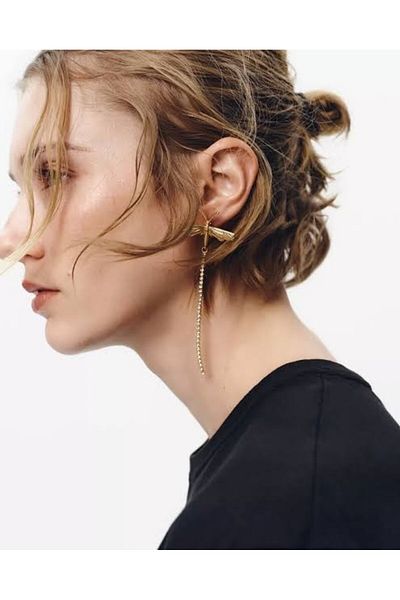 CHARMLUCKY Steel Dragonfly Earrings