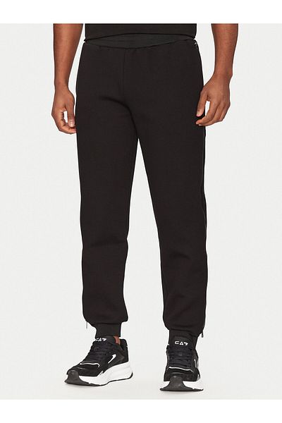 EA7 Men's Regular Waist Elastic Leg Pocket Detail Black Sports Sweatpants 7m 000144   Af13538-Uc001