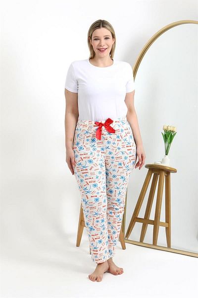Celira Women's Cotton Plus Size Bottom Pajamas Ecru
