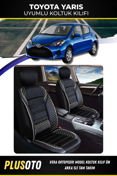 PlusOto مجموعة أغطية مقاعد السيارة المتوافقة مع سلسلة Toyota Yaris Vera باللو...