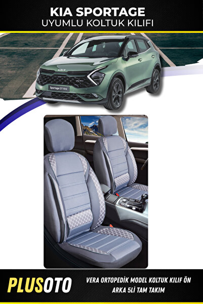 PlusOto مجموعة أغطية مقاعد السيارة المدخنة المتوافقة مع سلسلة Vera من كيا سبورتاج مكونة من 5 قطع M-489