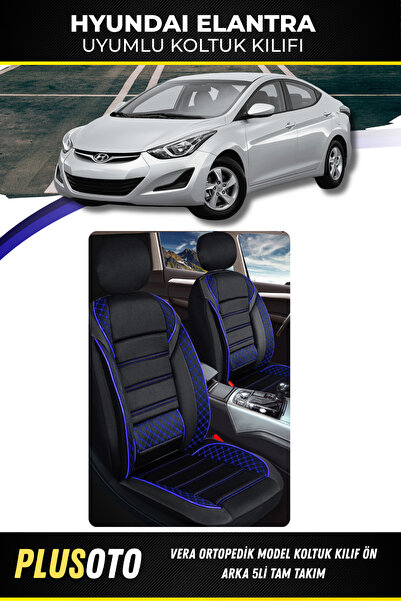 PlusOto Hyundai Elantra Compatible Vera Series Black Blue Car Seat Cover Set ...