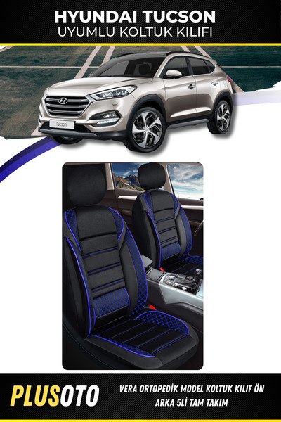 PlusOto مجموعة أغطية مقاعد السيارة المتوافقة مع Hyundai Tucson من سلسلة Vera ...