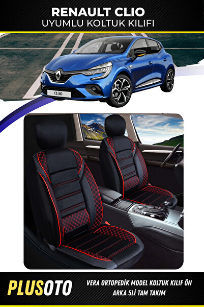 PlusOto مجموعة غطاء مقعد السيارة المتوافقة مع سلسلة Vera من Renault Clio بالل...