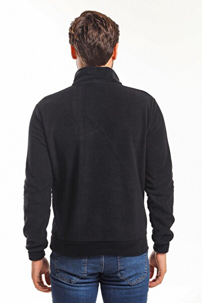 Slazenger Günlük Polar Fermuarlı Rahat Sweatshirt Erkek Spor Siyah