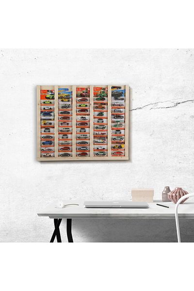 GOOD SIGN Regular Card Rack, Natural Wood Regular Card Display Showcase, Card Toy Car Rack in Box