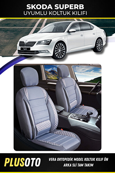 PlusOto مجموعة أغطية مقاعد السيارة المدخنة المتوافقة مع سلسلة فيرا من سكودا س...