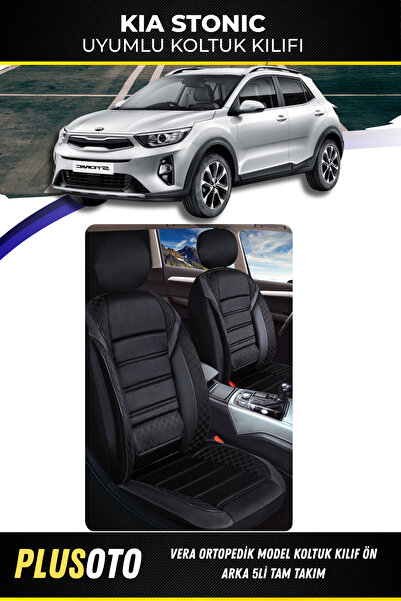 PlusOto Kia StonicUyumlu Vera Serisi Siyah Oto Koltuk Kılıfı 5li Takım Set M-499