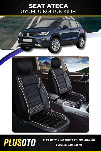 PlusOto مجموعة غطاء مقعد السيارة المتوافقة مع سلسلة Vera من Seat Ateca باللون...