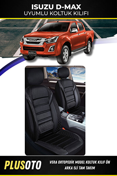 PlusOto مجموعة أغطية مقاعد السيارة السوداء المتوافقة مع سلسلة Vera من Isuzu D...