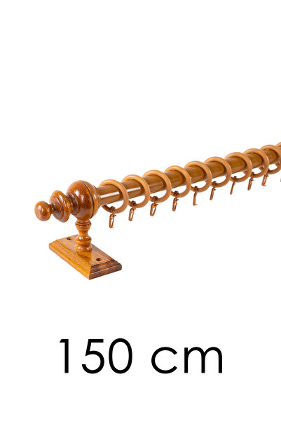 Perdejim Meşe Raysız Ahşap Rustik Perde Askısı - Rustik Borusu 150 Cm