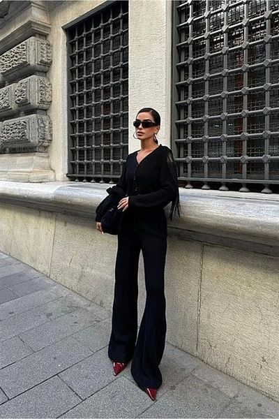 nedo7 Tassel Detailed Cardigan Trousers Knitwear Suit 9967