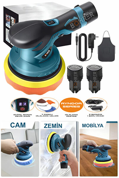 BÖHRER Kömürsüz 36V Akülü Araba Parlatma Makinesi 125mm Taşınabilir Eksantrik Parlatıcı Kaplama Makinesi