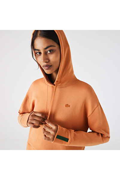 Lacoste Active Kadın Relaxed Fit Kapüşonlu Turuncu Sweatshirt
