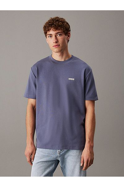 Calvin Klein Men's Woven Crew Neck Short Sleeve Casual Gray T-Shirt J30J 327234 -Pcp