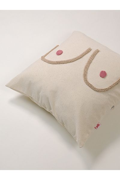 Galia Tasarım Μαξιλαροθήκη Boobs Washed Linen Color Punch Throw Μαξιλαροθήκη 45*45 cm
