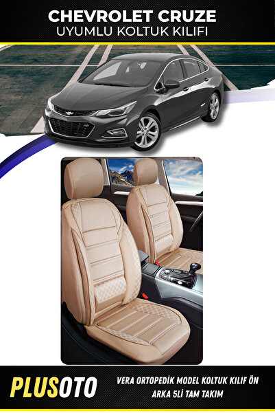 PlusOto مجموعة أغطية مقاعد السيارة باللون البيج المتوافقة مع سلسلة شيفروليه ك...