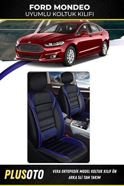 PlusOto مجموعة أغطية مقاعد السيارة المتوافقة مع سلسلة فيرا من فورد مونديو بال...