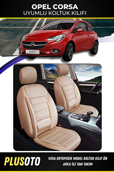 PlusOto Opel Corsa Compatible Vera Series Beige Car Seat Cover Set of 5 M-590