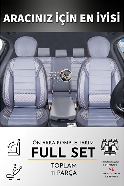 PlusOto Nissan Pulsar Compatible Vera Series Smoked Car Seat Cover Set of 5 M-573