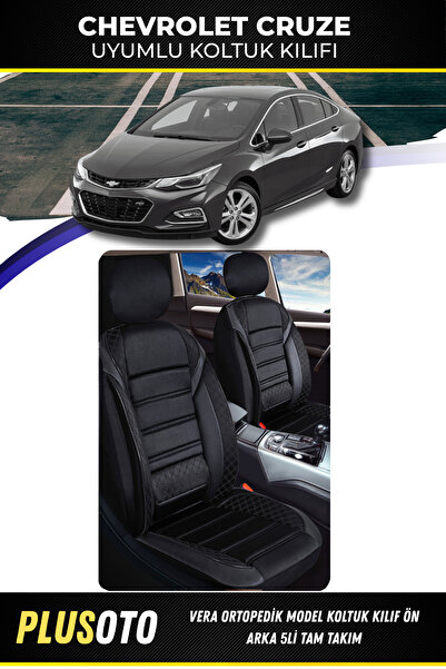 PlusOto مجموعة أغطية مقاعد السيارة السوداء المتوافقة مع شيفروليه كروز من سلسل...