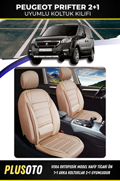PlusOto بيجو ريفتر (2+1) غطاء مقعد سيارة بيج متوافق مع سلسلة فيرا التجارية مج...