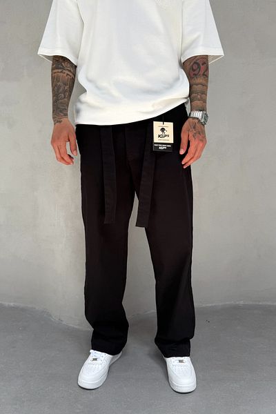 MADZEYMODA Ανδρικό στρες μαύρο παντελόνι Gabardine (Ke-1007)